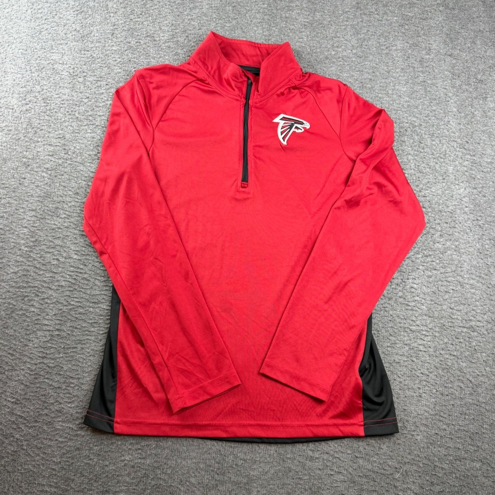 NFL Atlanta Falcons Quarter Zip Pullover Youth Large Red Black Long Sleeve Shirt